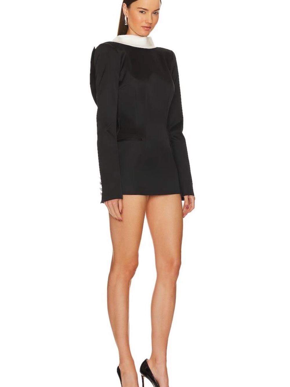 LaQuan Smith Black Mini Dress with White Collar